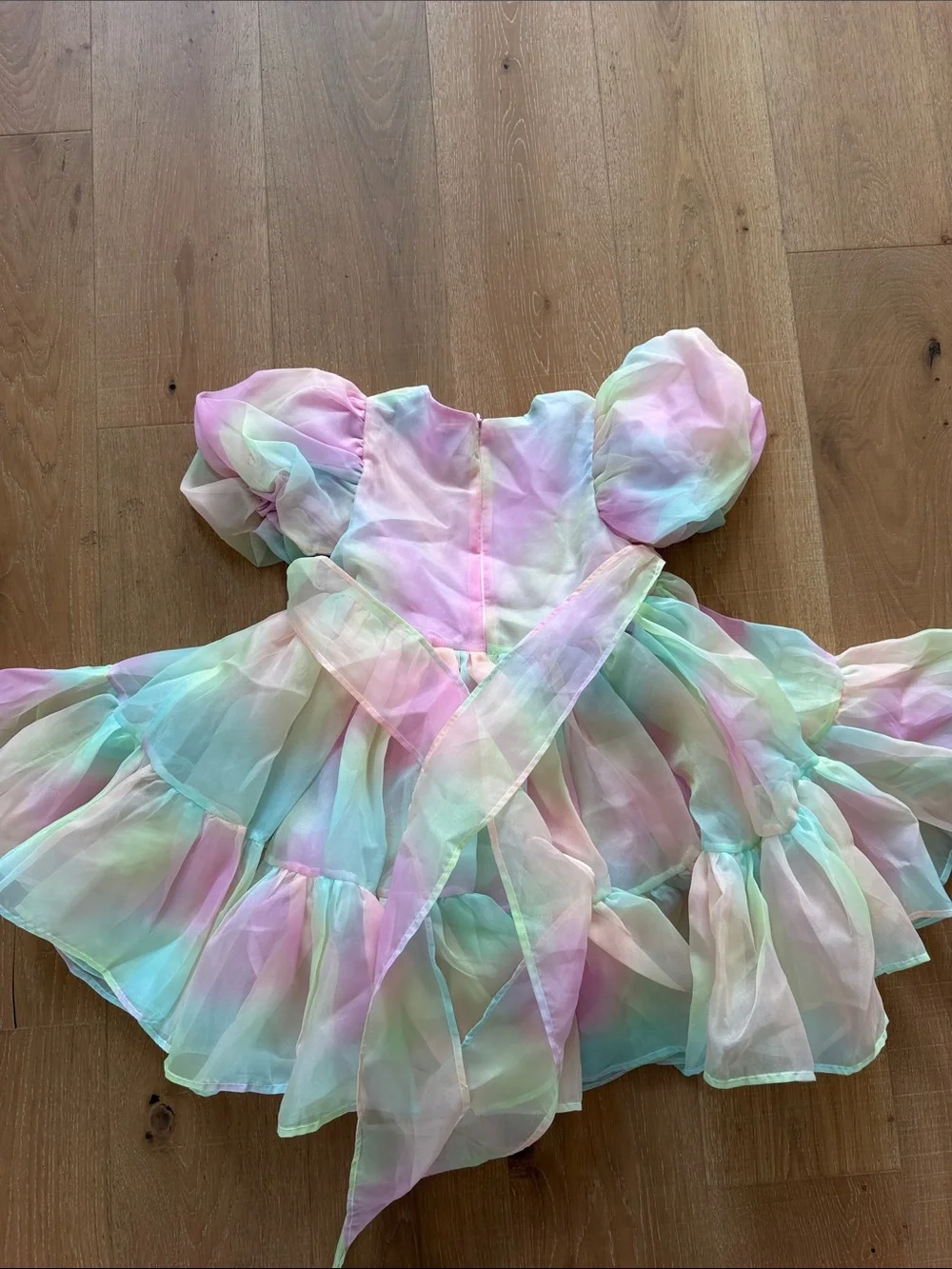Lola + The Boys Pastel Rainbow Tulle Puff Sleeve Dress